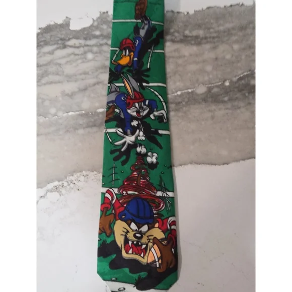 Vintage 1993 Bugs Bunny Looney Tunes Mens Tie - Football Tie & Taz - Picture 2 of 6